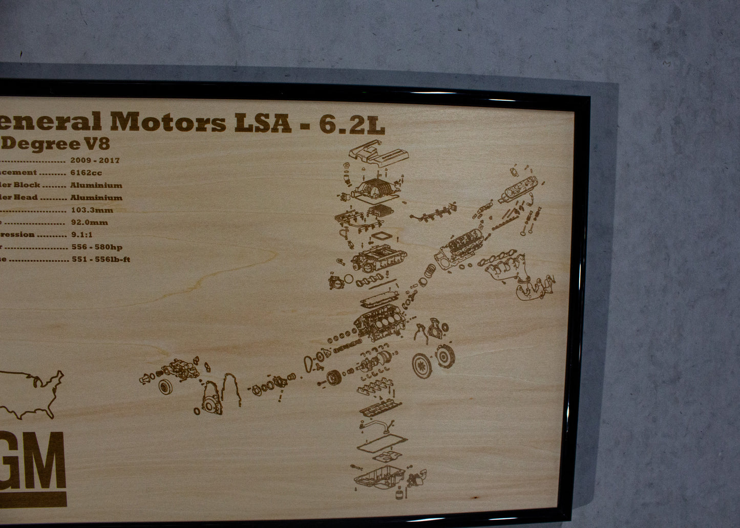 General Motors LSA 6.2L Engine Exploded View Poster
