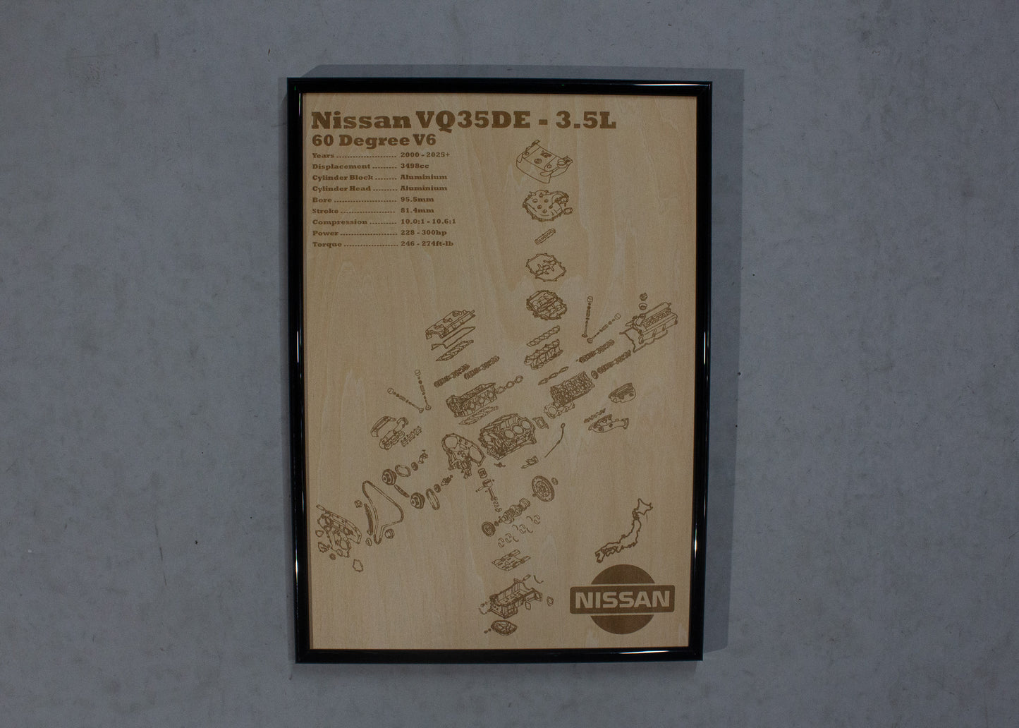 Nissan VQ35DE 3.5L exploded view poster