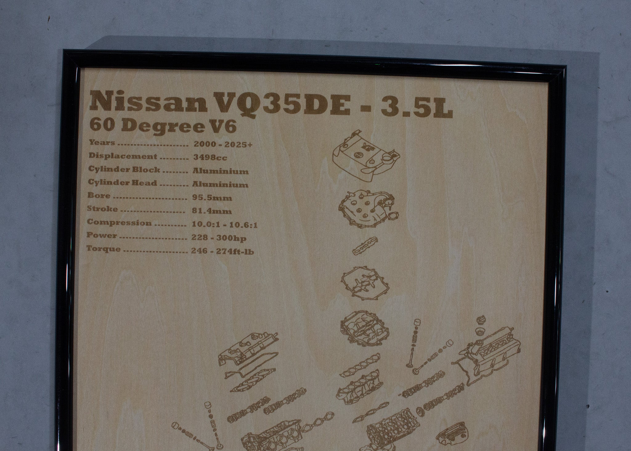 Nissan VQ35DE 3.5L exploded view poster – EngineMaps