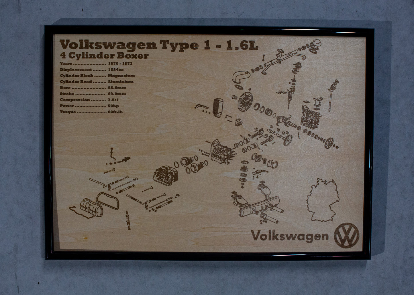Volkswagen Type 1 1.6L Exploded View Poster