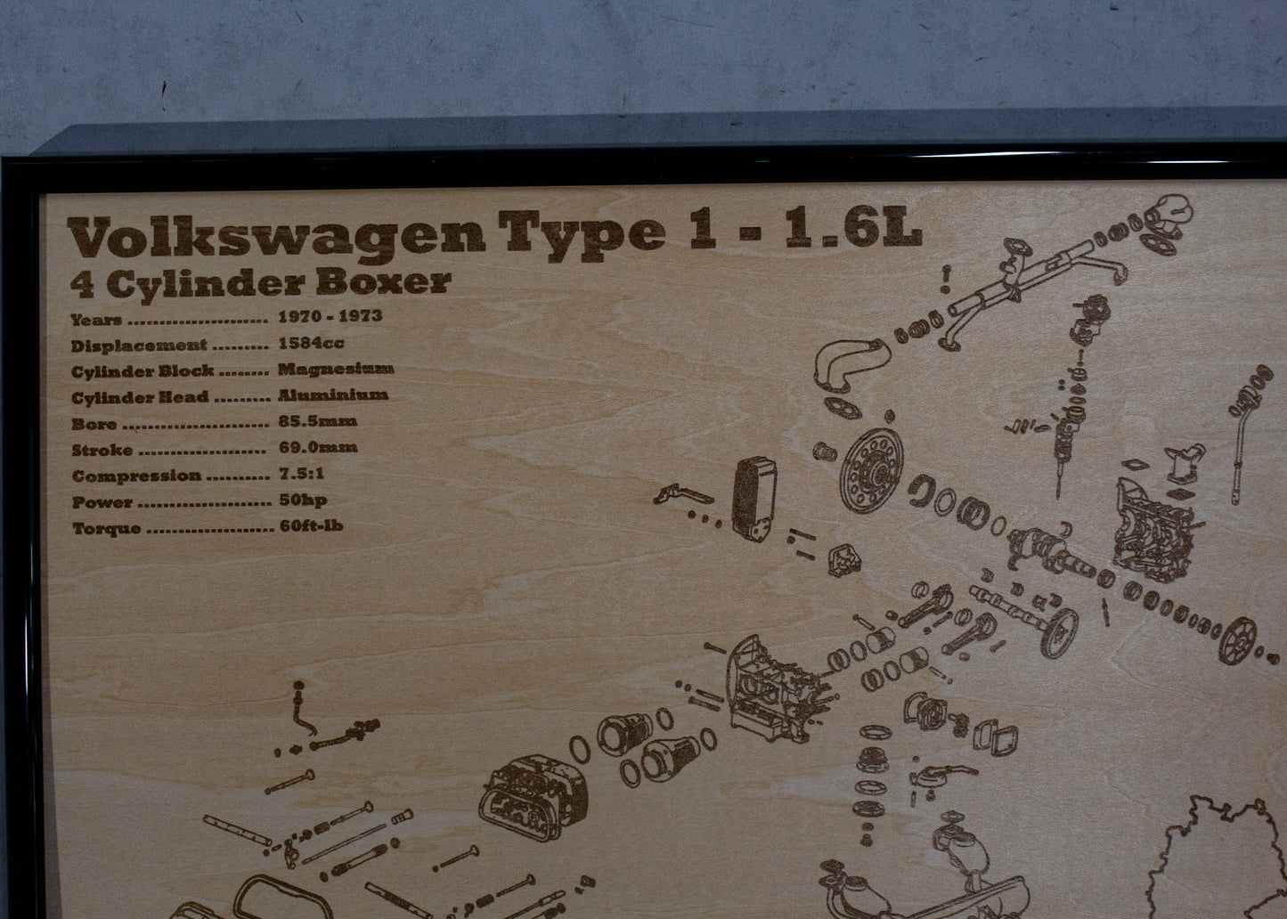 Volkswagen Type 1 1.6L Exploded View Poster