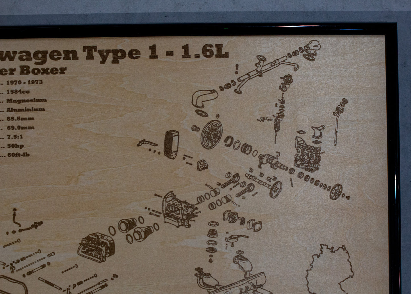 Volkswagen Type 1 1.6L Exploded View Poster