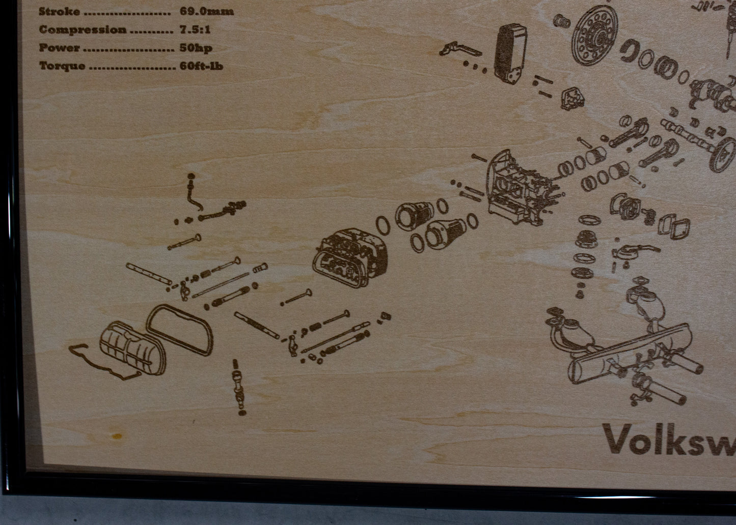 Volkswagen Type 1 1.6L Exploded View Poster