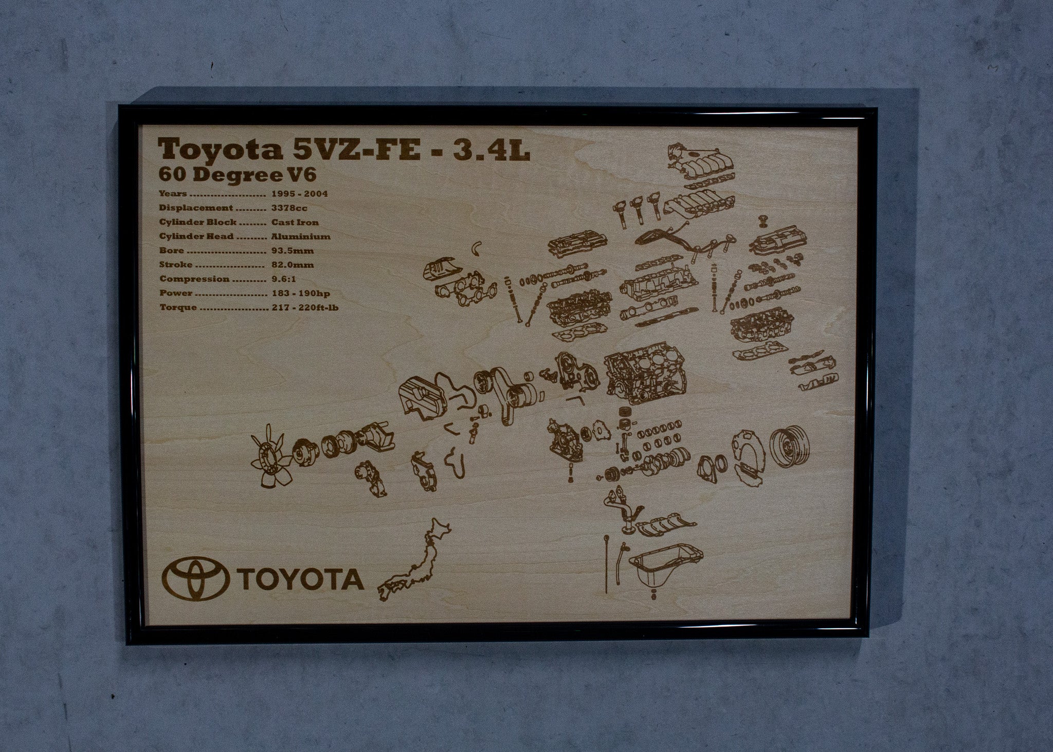 Toyota 5VZ-FE 3.4L Exploded View Poster – EngineMaps
