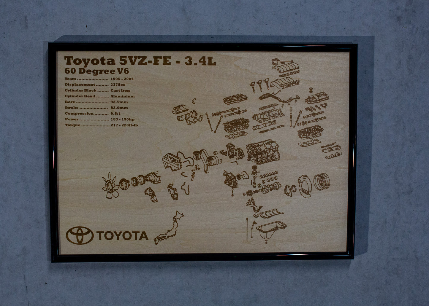 Toyota 5VZ-FE 3.4L Exploded View Poster