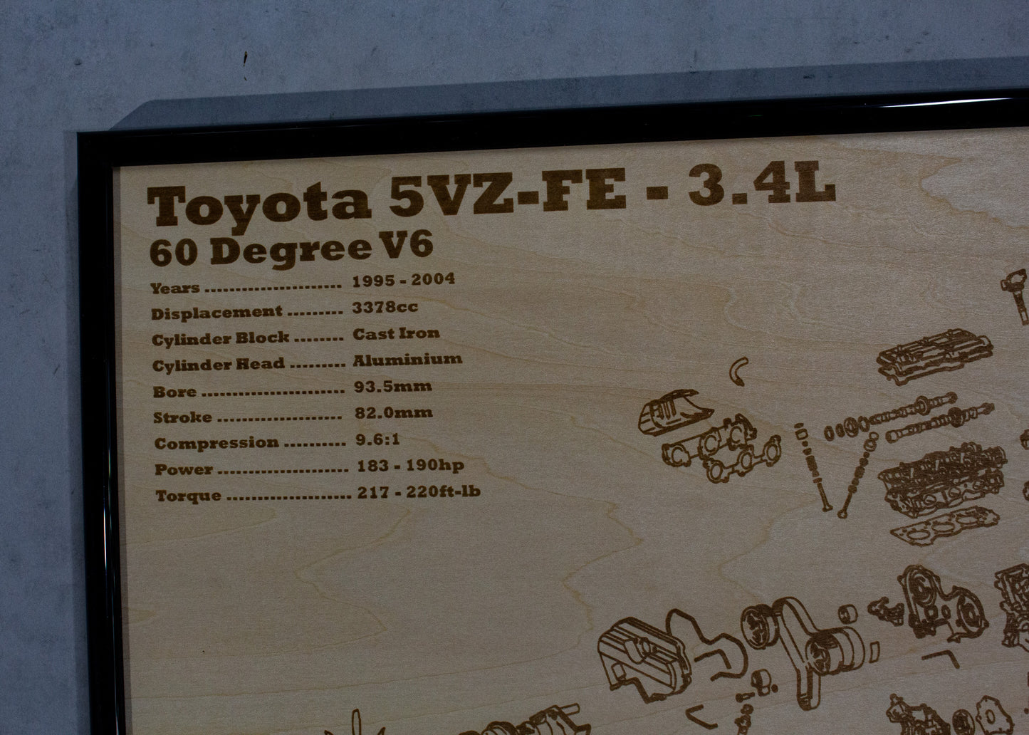 Toyota 5VZ-FE 3.4L Exploded View Poster