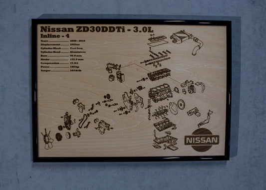 Nissan ZD30DDTi 3.0L exploded view poster