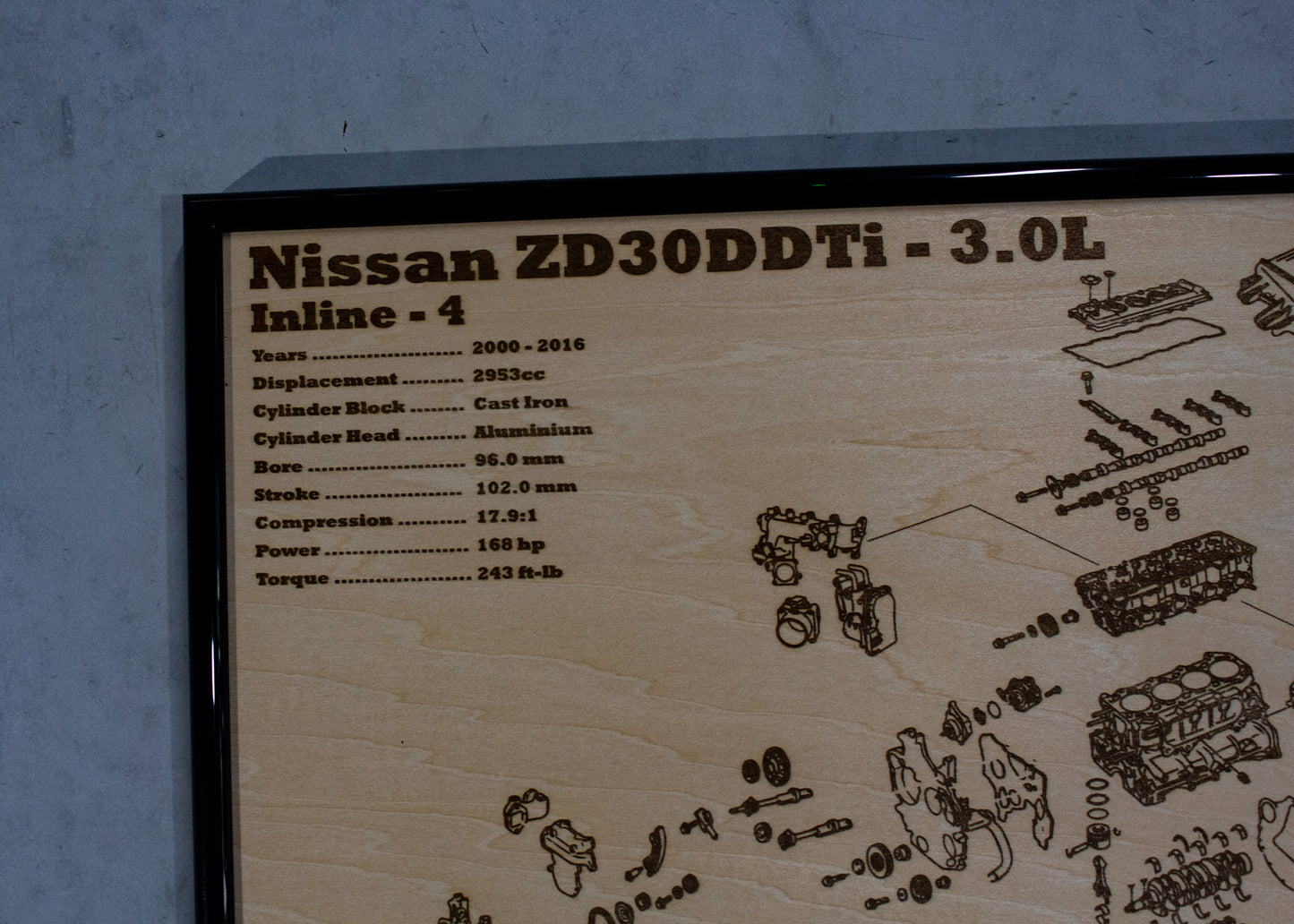 Nissan ZD30DDTi 3.0L exploded view poster