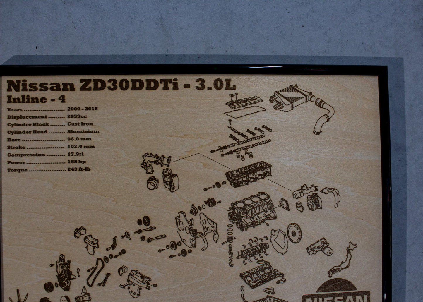 Nissan ZD30DDTi 3.0L exploded view poster
