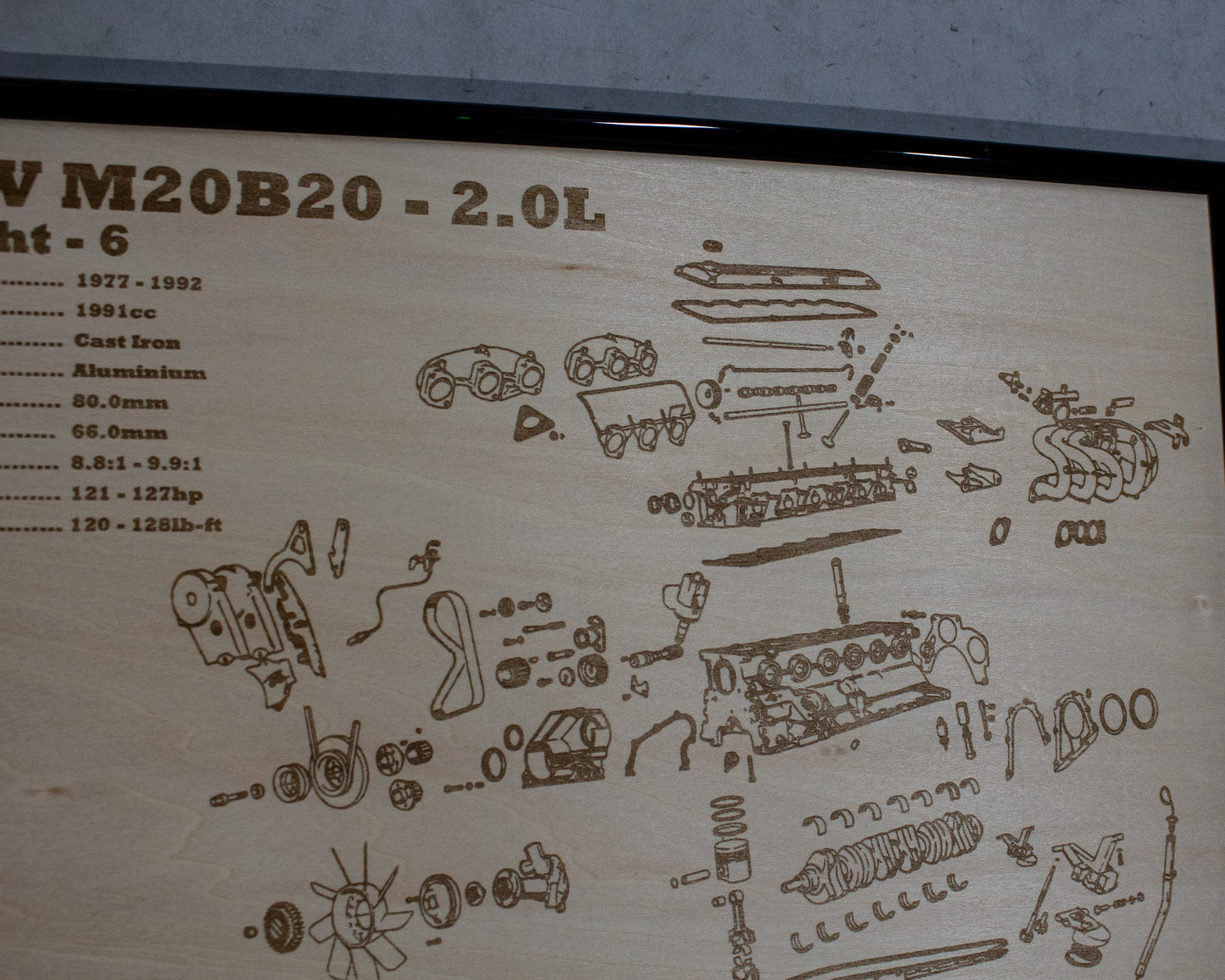 BMW M20B20 2.0L exploded view poster