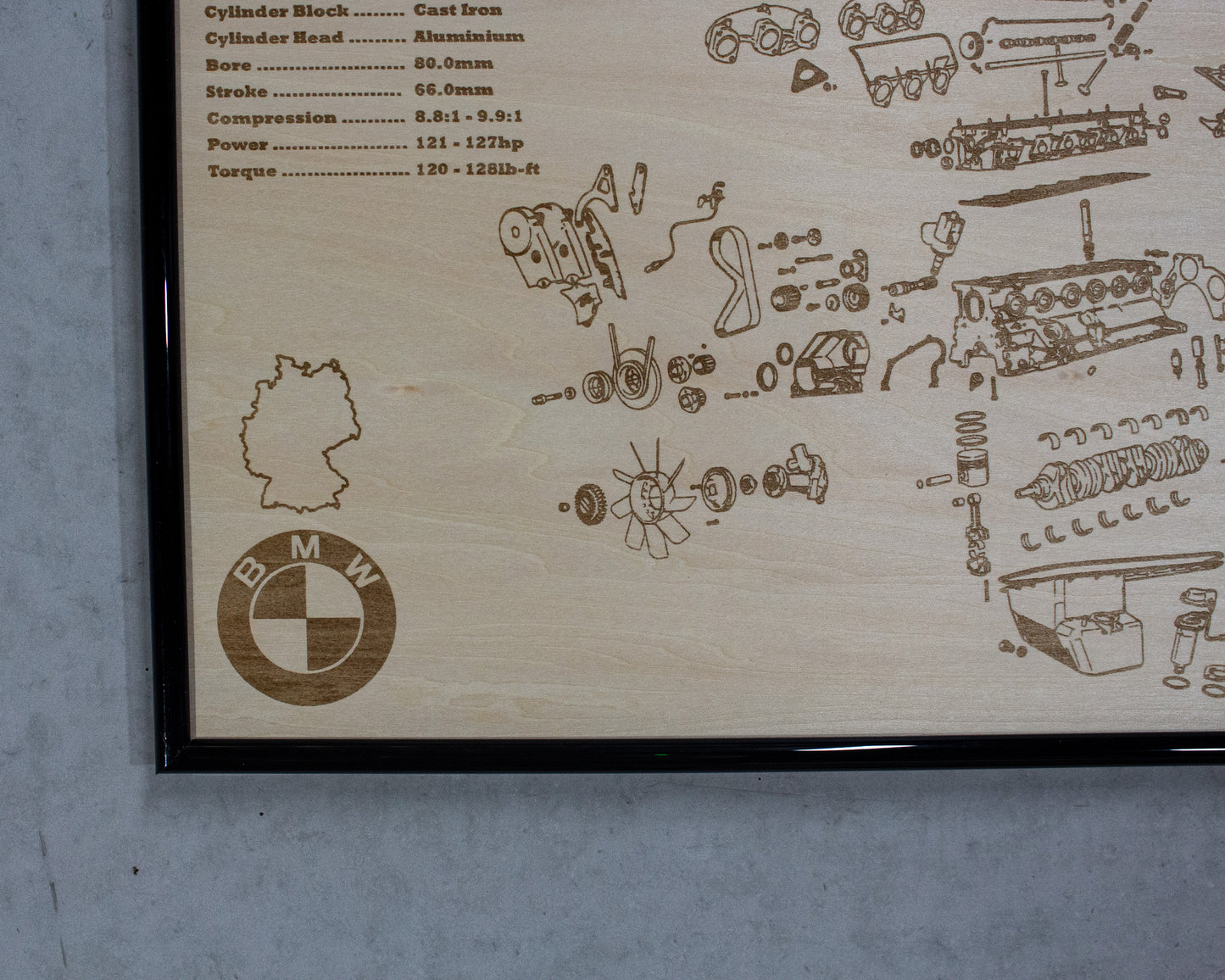 BMW M20B20 2.0L exploded view poster