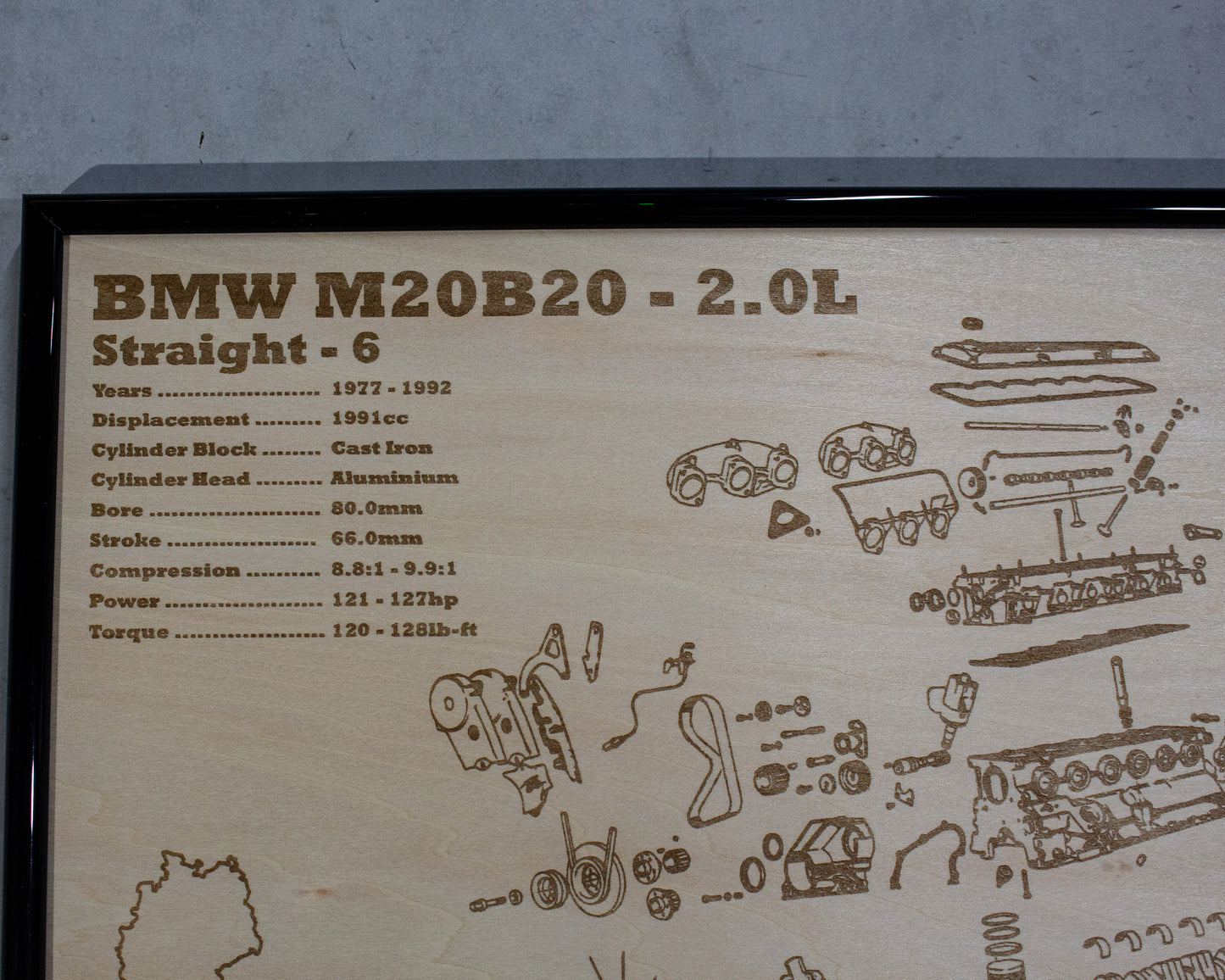 BMW M20B20 2.0L exploded view poster