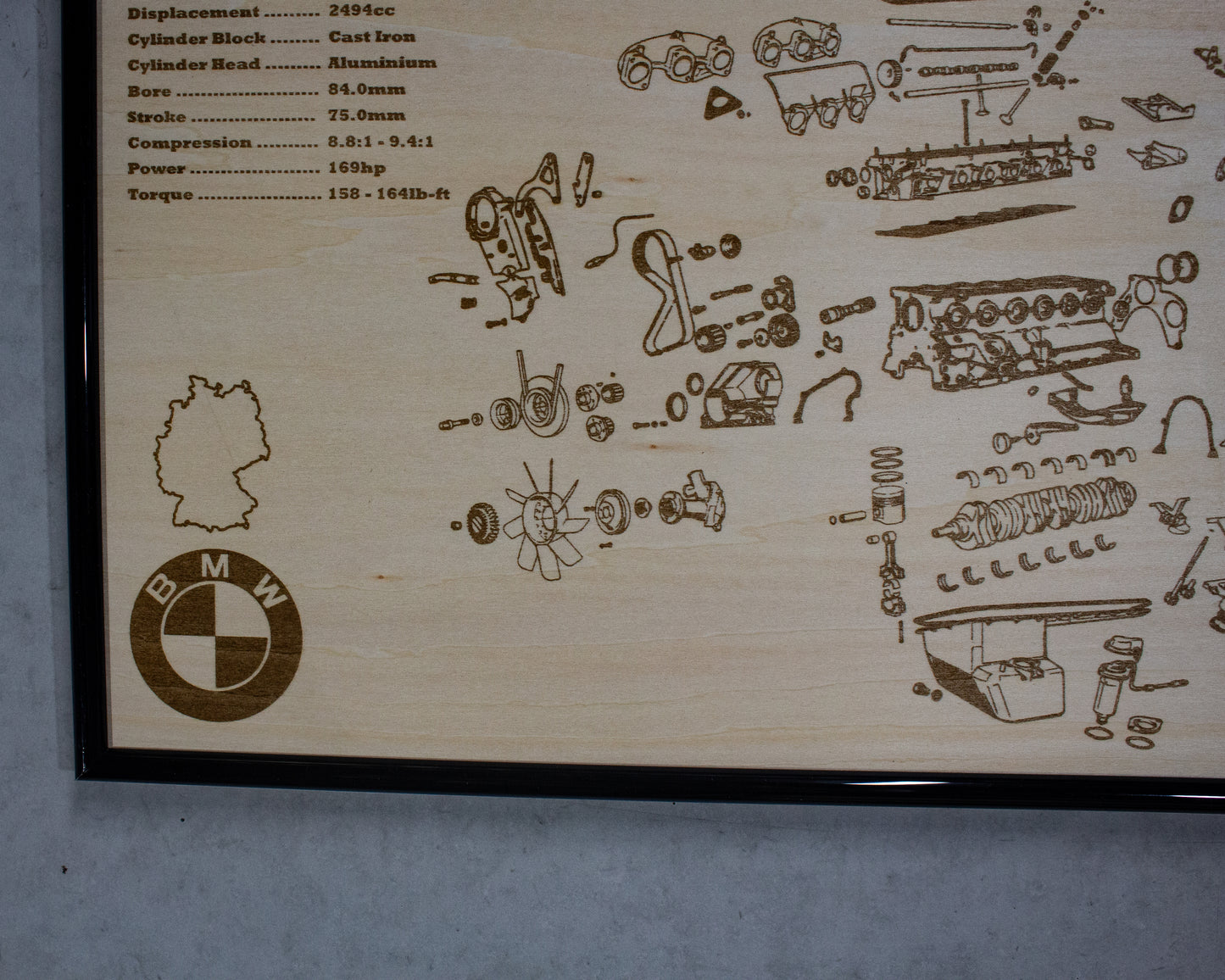 BMW M20B25 2.5L exploded view poster