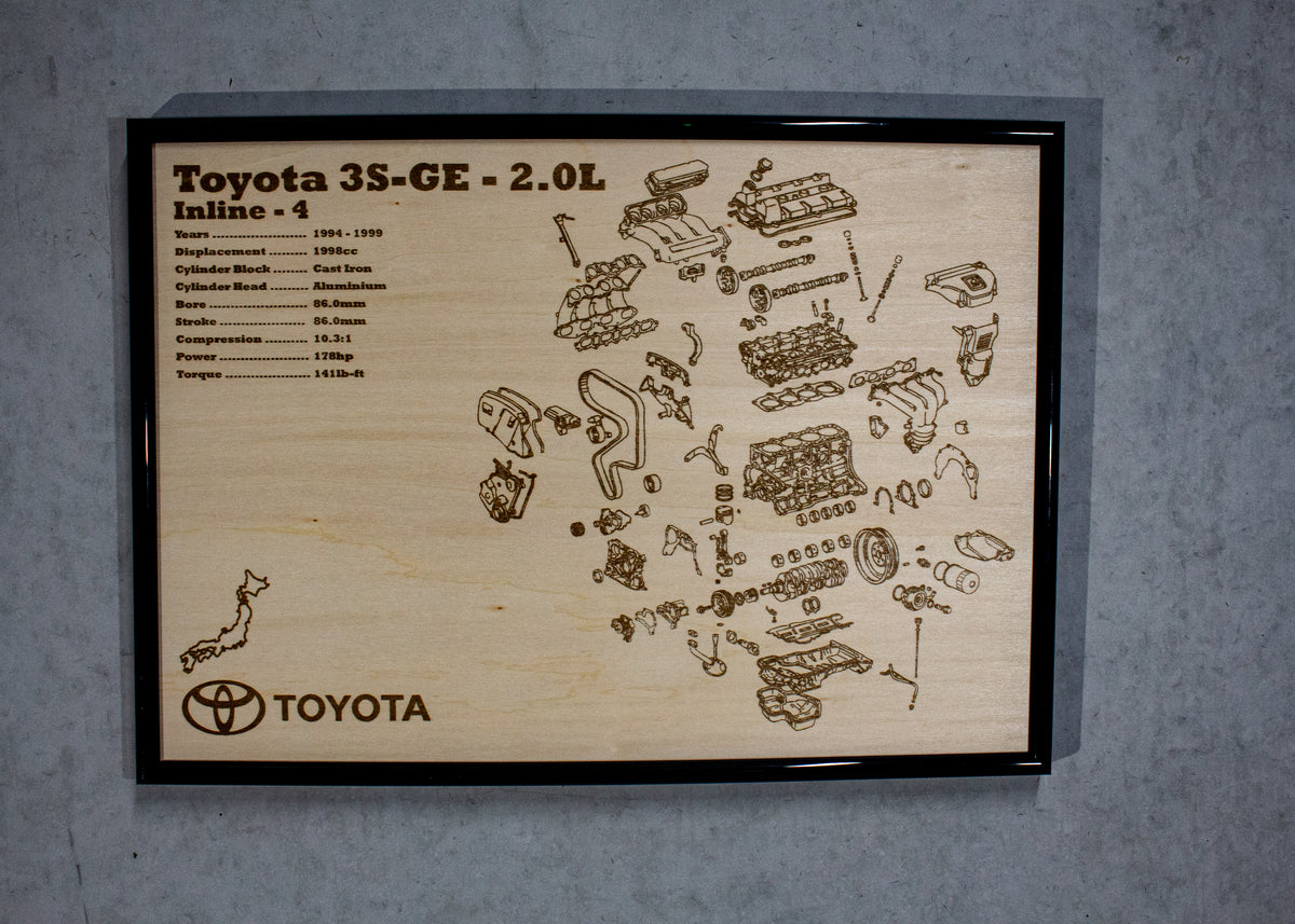Toyota 3S-GE 2.0L [3rd Gen] Exploded View Poster – EngineMaps