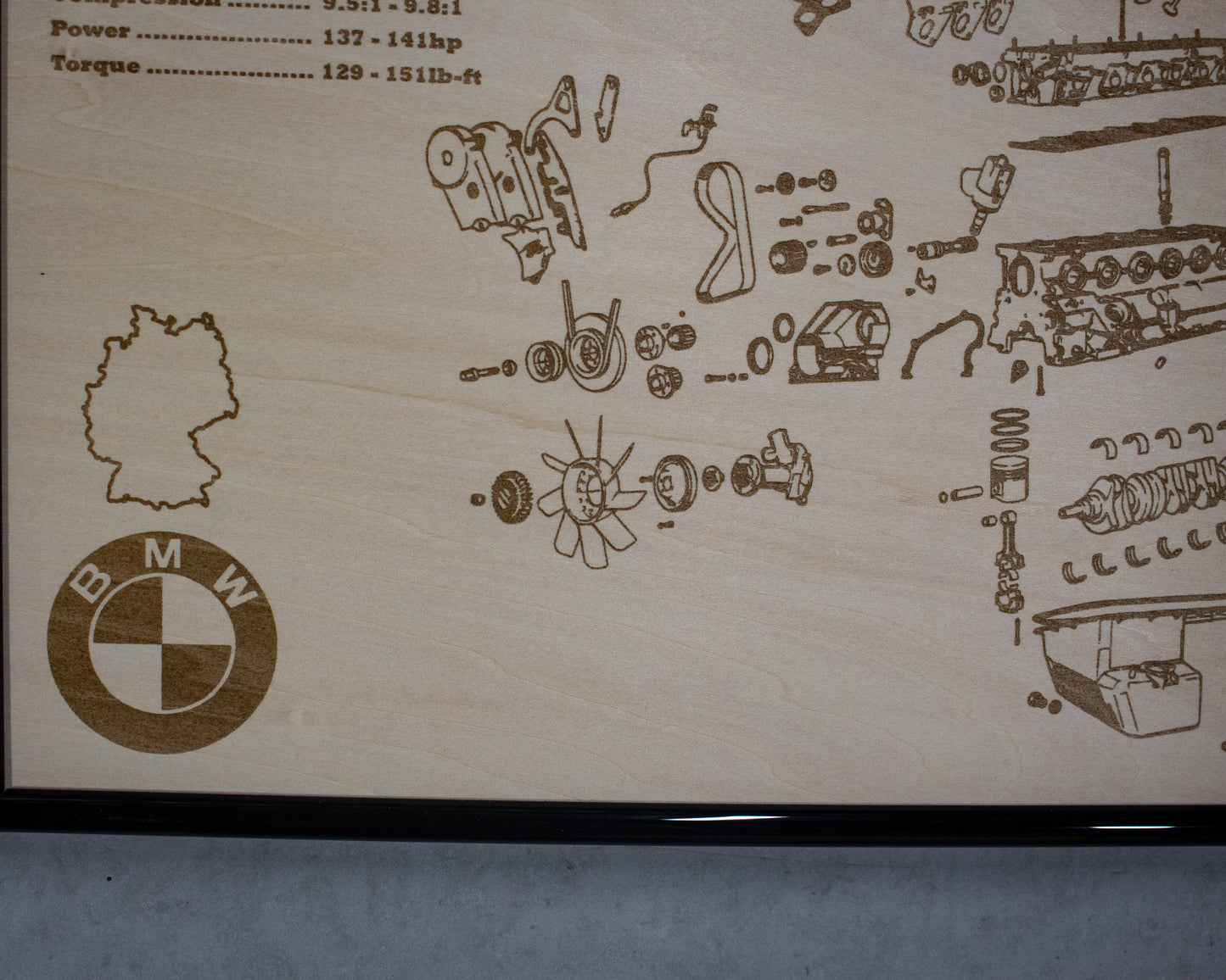 BMW M20B23 2.3L exploded view poster