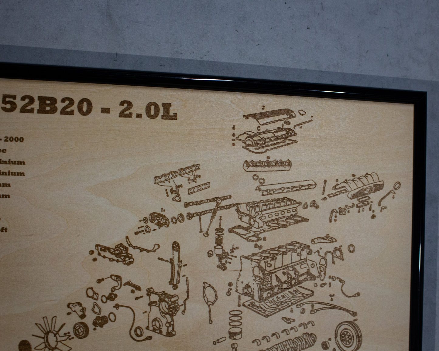 BMW M52B20 2.0L exploded view poster