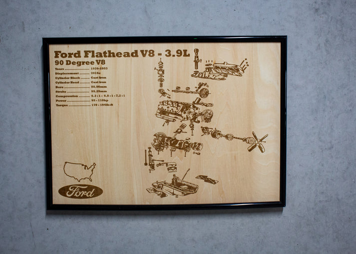 Ford Flathead 3.9L exploded view poster – EngineMaps