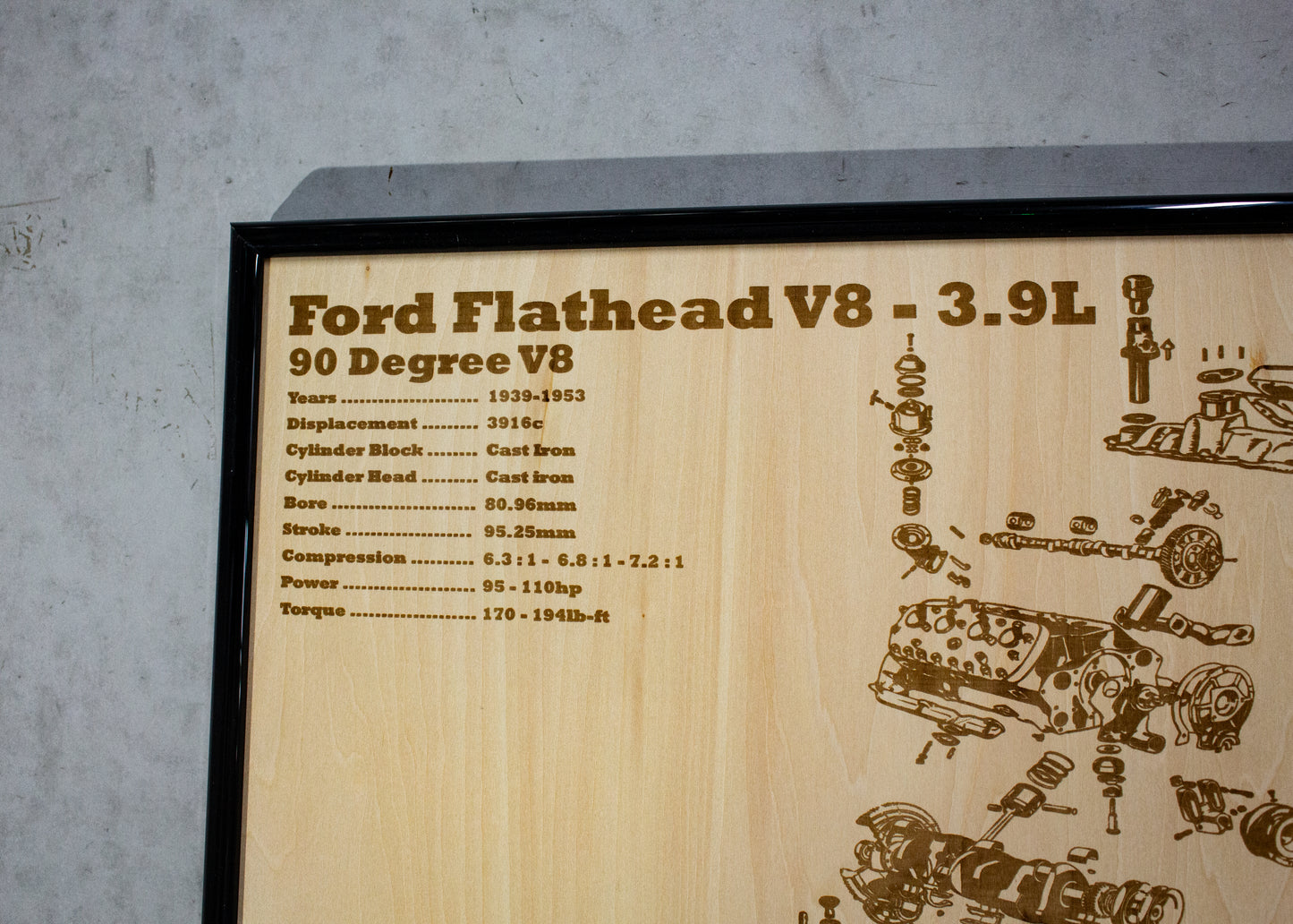 Ford Flathead 3.9L exploded view poster