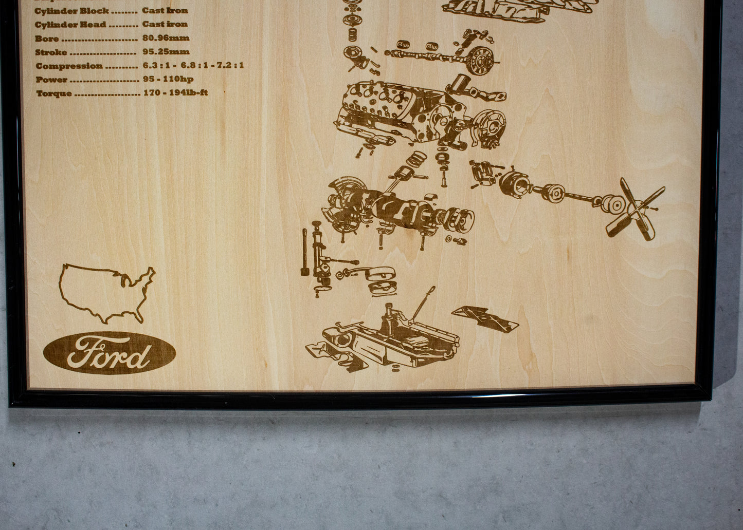 Ford Flathead 3.9L exploded view poster
