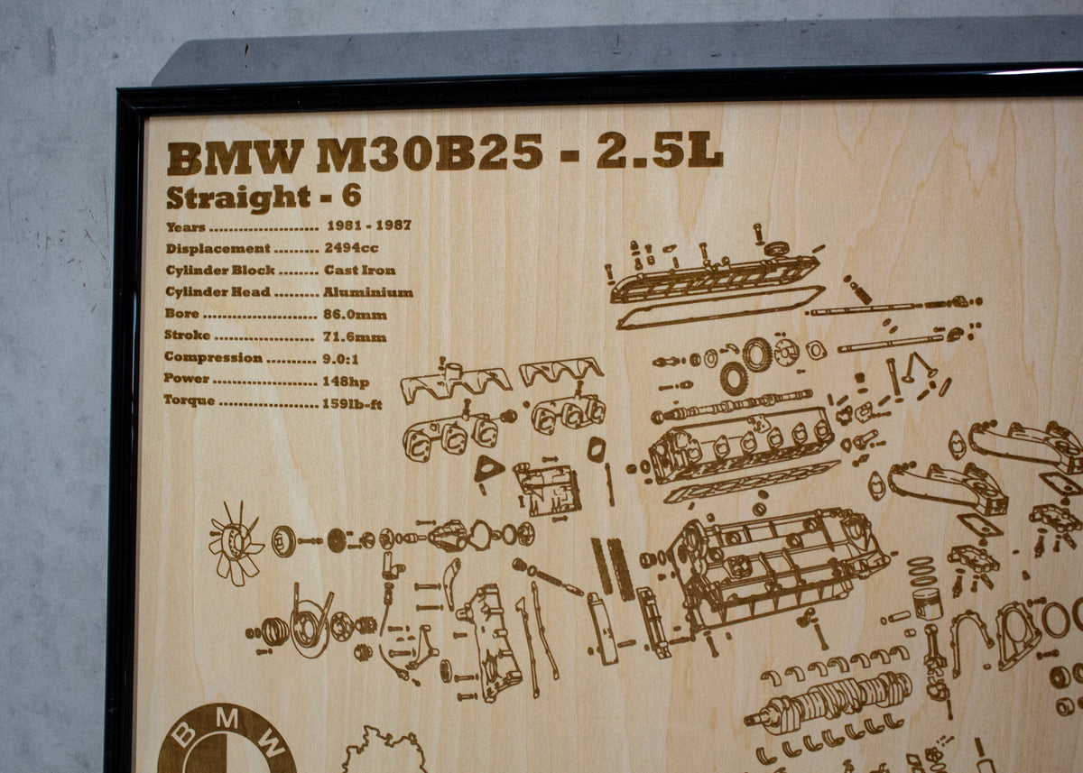 BMW M30B25 2.5L exploded view poster – EngineMaps