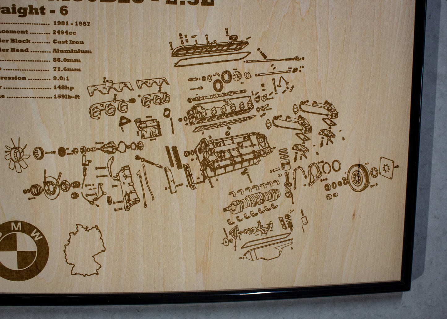 BMW M30B25 2.5L exploded view poster