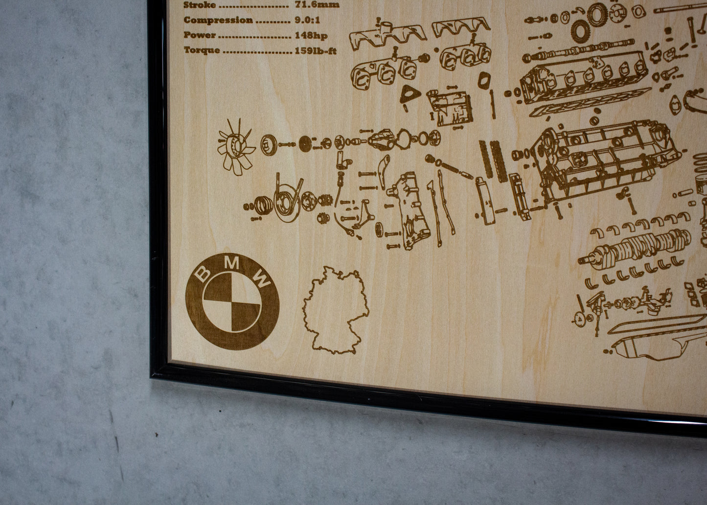 BMW M30B25 2.5L exploded view poster
