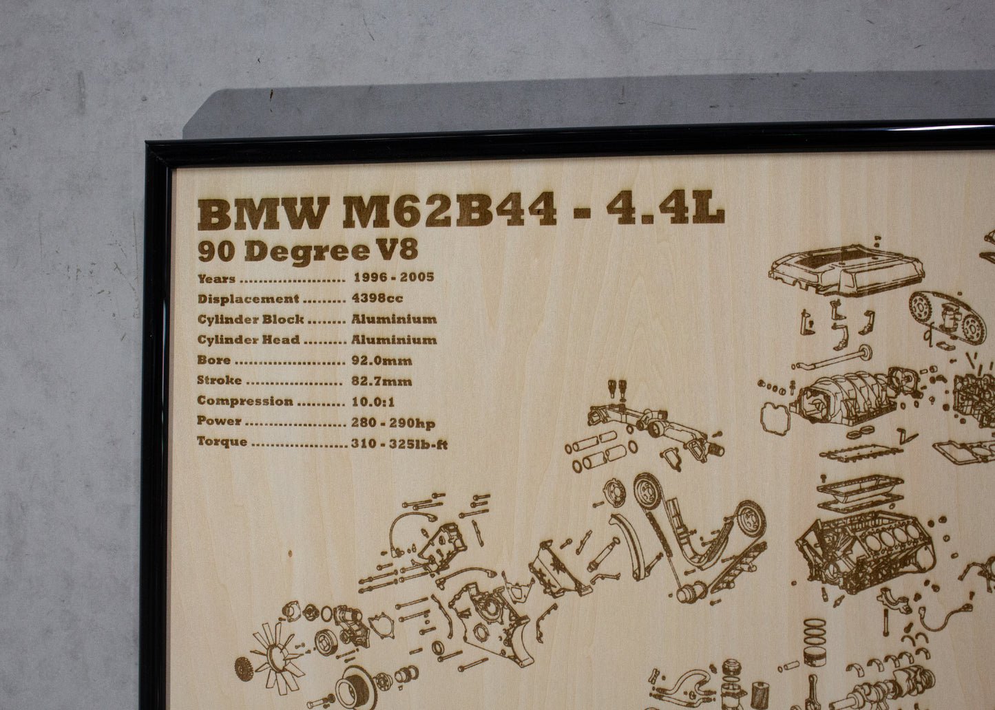 BMW M62B44 4.4L exploded view poster