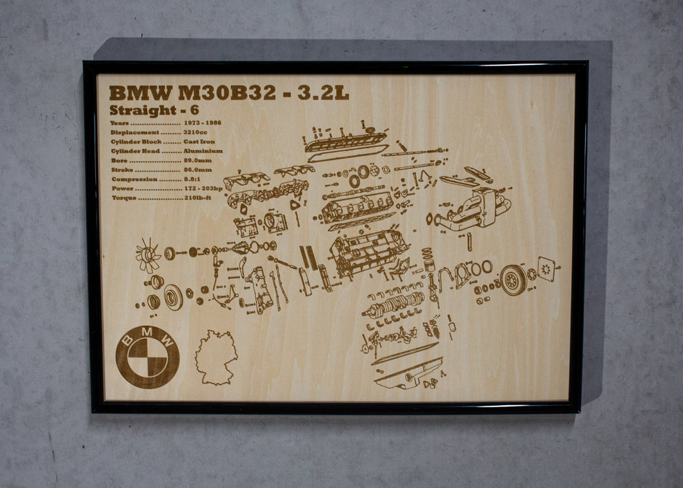 Exploded Bmw BMW M30B32 3.2L exploded view poster – EngineMaps