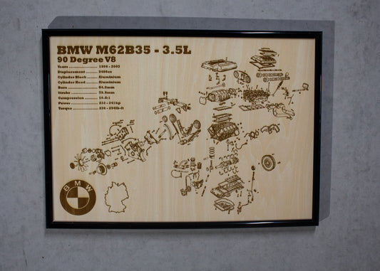 BMW M62B35 3.5L exploded view poster