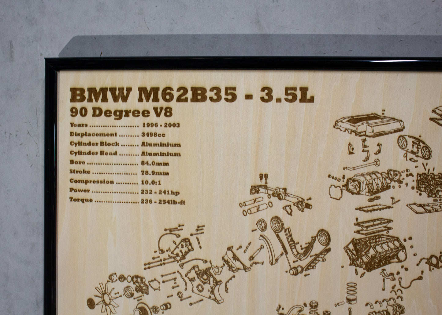 BMW M62B35 3.5L exploded view poster