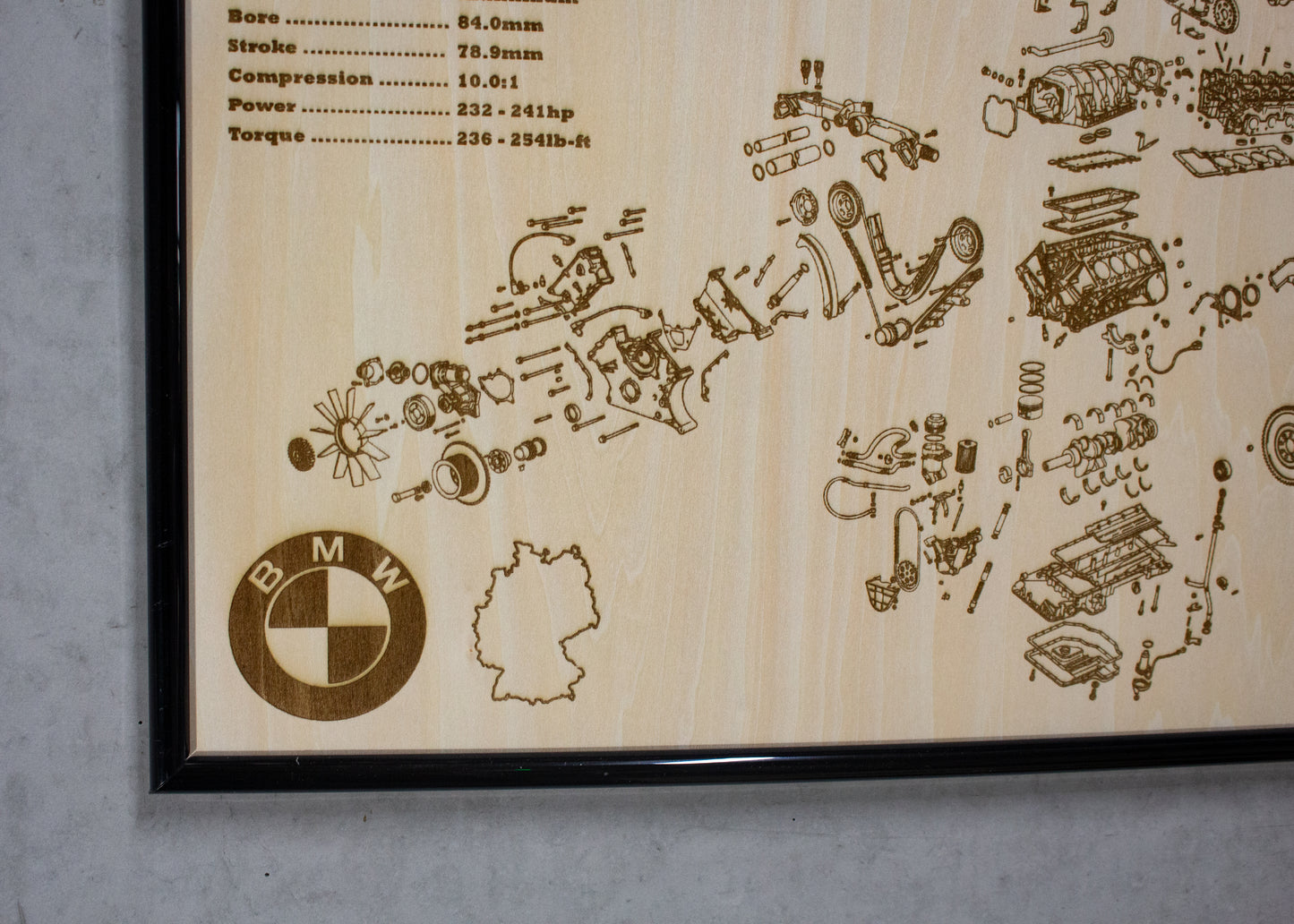 BMW M62B35 3.5L exploded view poster