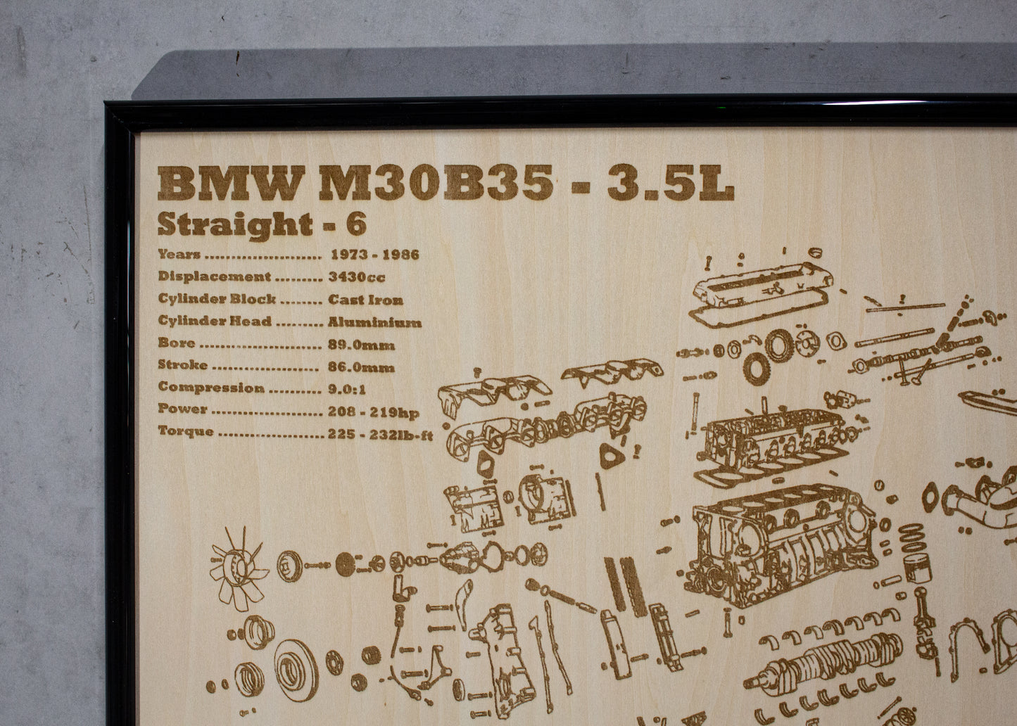BMW M30B35 3.5L exploded view poster