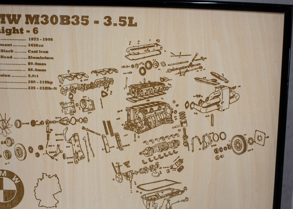 Exploded Bmw BMW M30B35 3.5L exploded view poster – EngineMaps