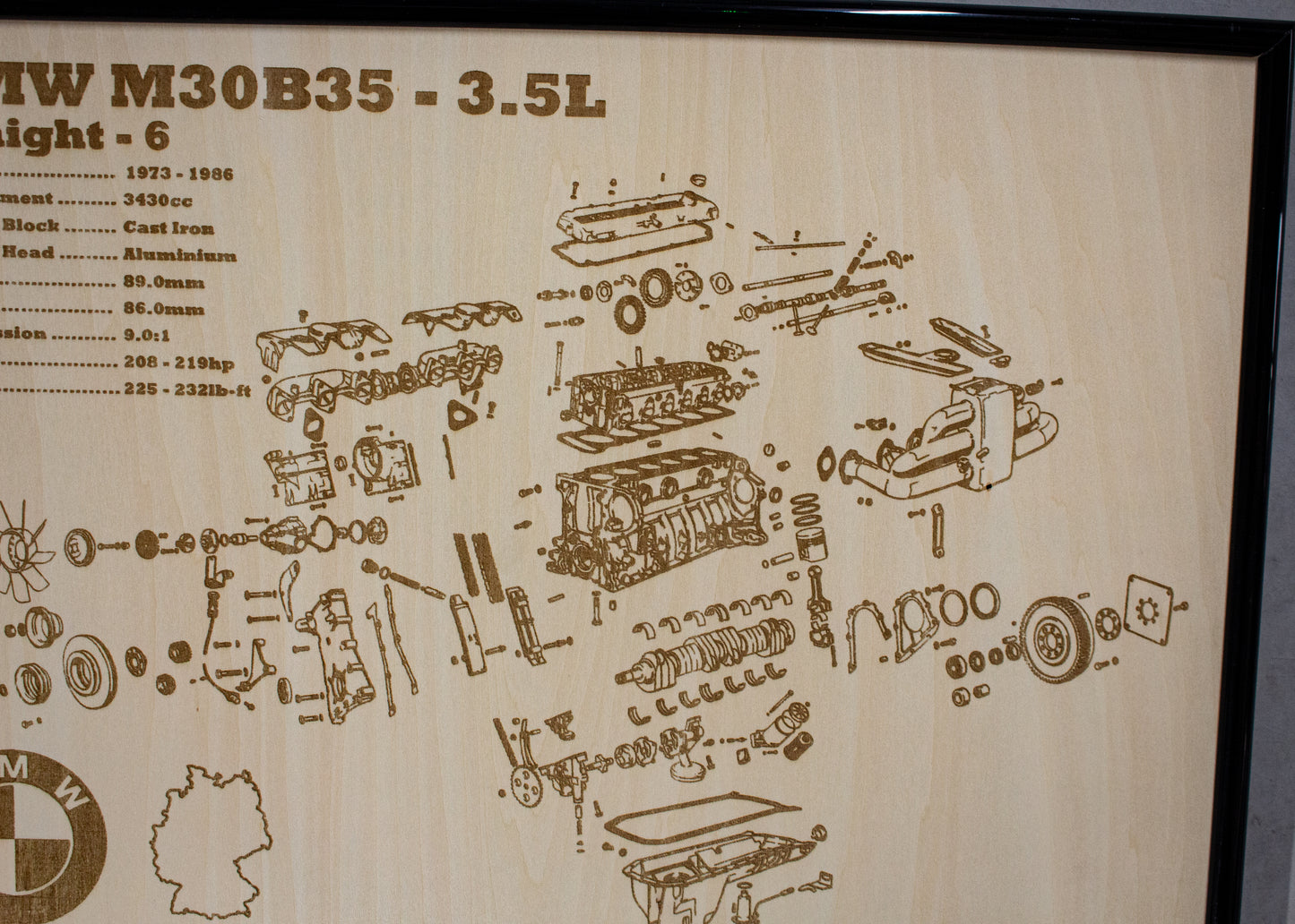 BMW M30B35 3.5L exploded view poster