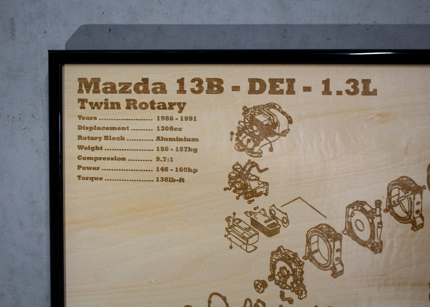 Mazda 13B-DEI rotary engine Exploded View Poster