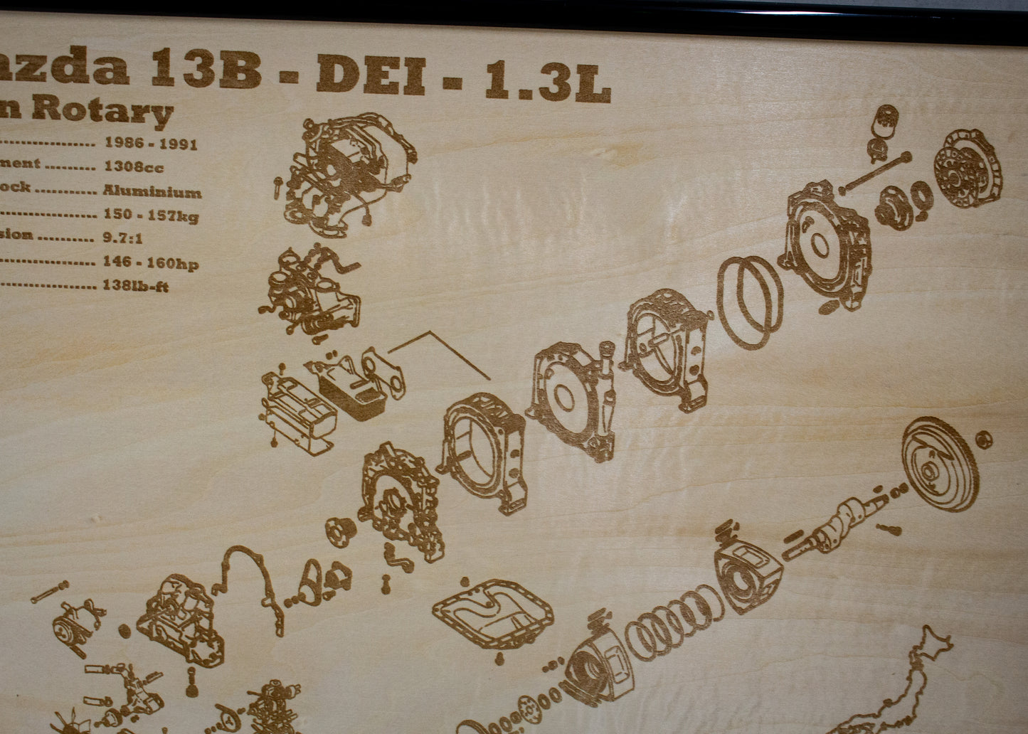 Mazda 13B-DEI rotary engine Exploded View Poster
