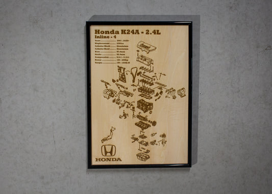 Honda K24A 2.4L Exploded View Poster