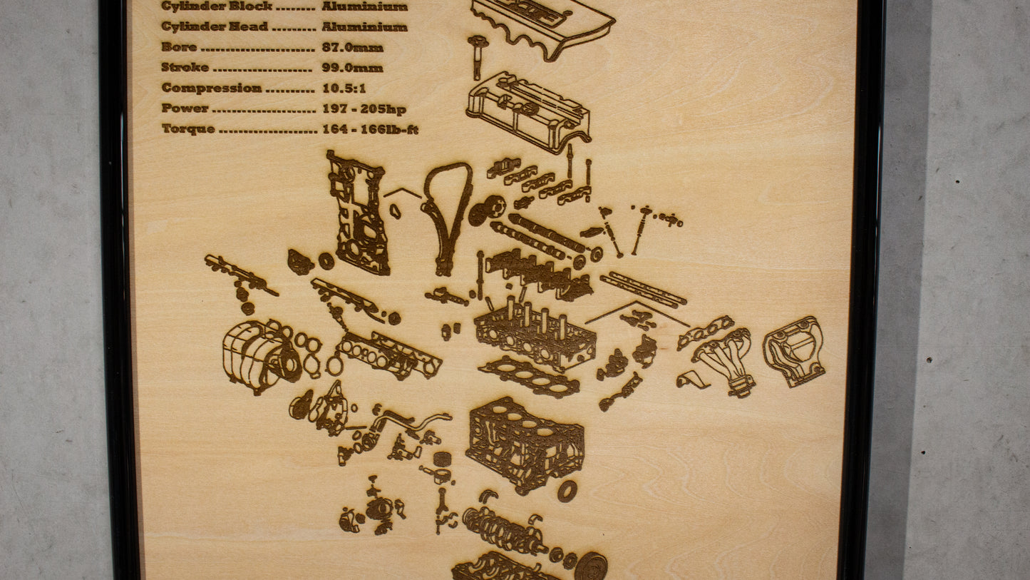 Honda K24A2 2.4L Exploded View Poster