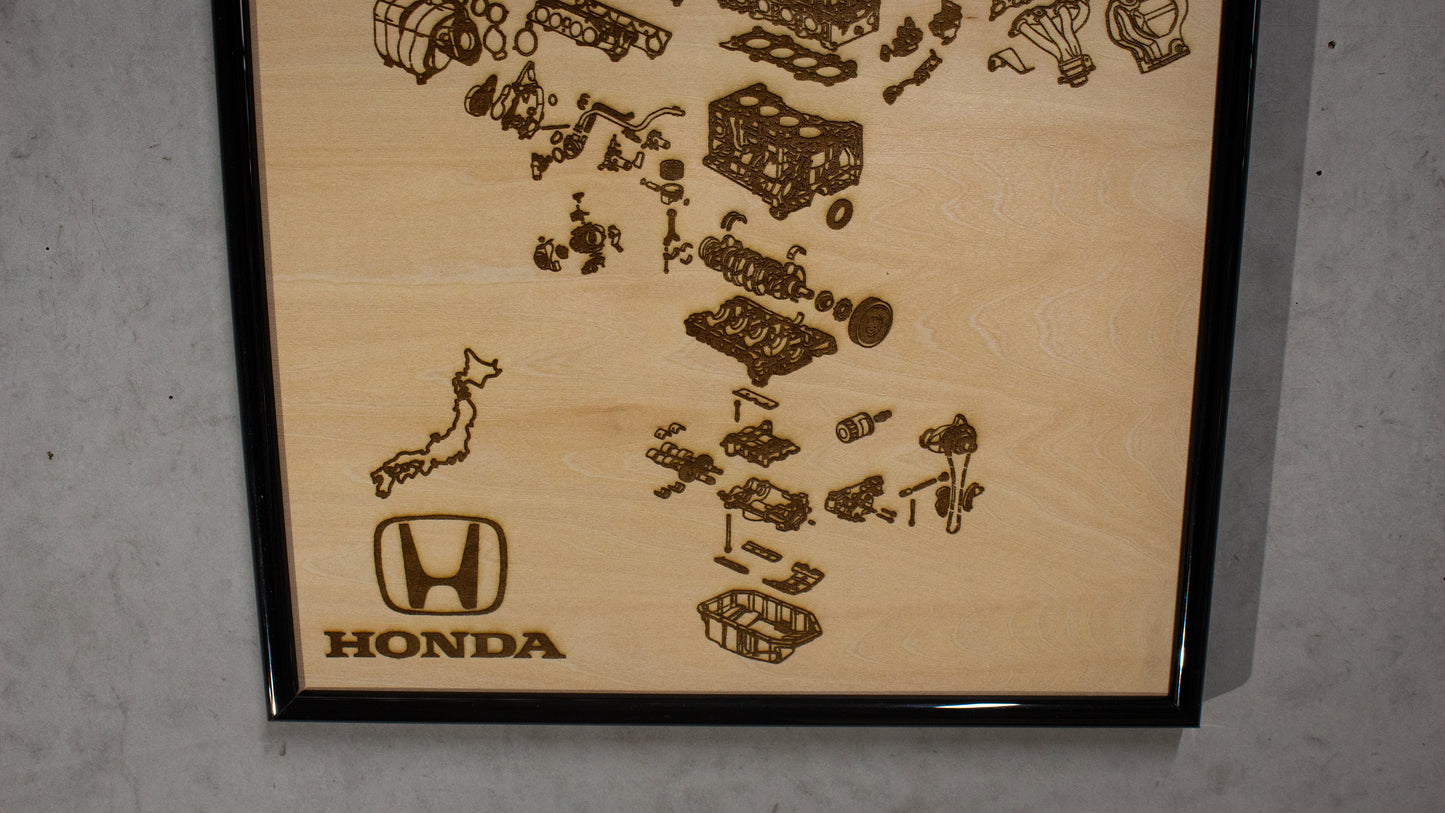 Honda K24A2 2.4L Exploded View Poster