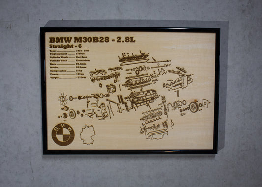 BMW M30B28 2.8L exploded view poster