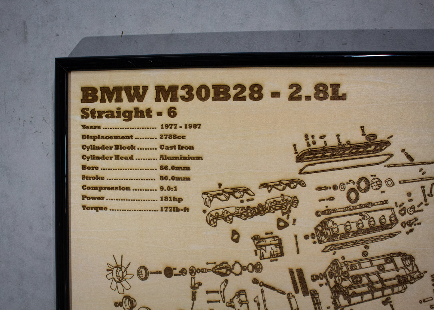 BMW M30B28 2.8L exploded view poster