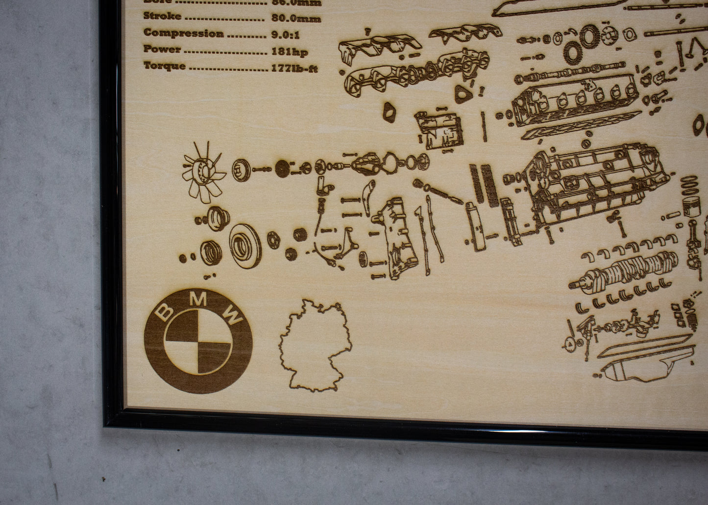 BMW M30B28 2.8L exploded view poster