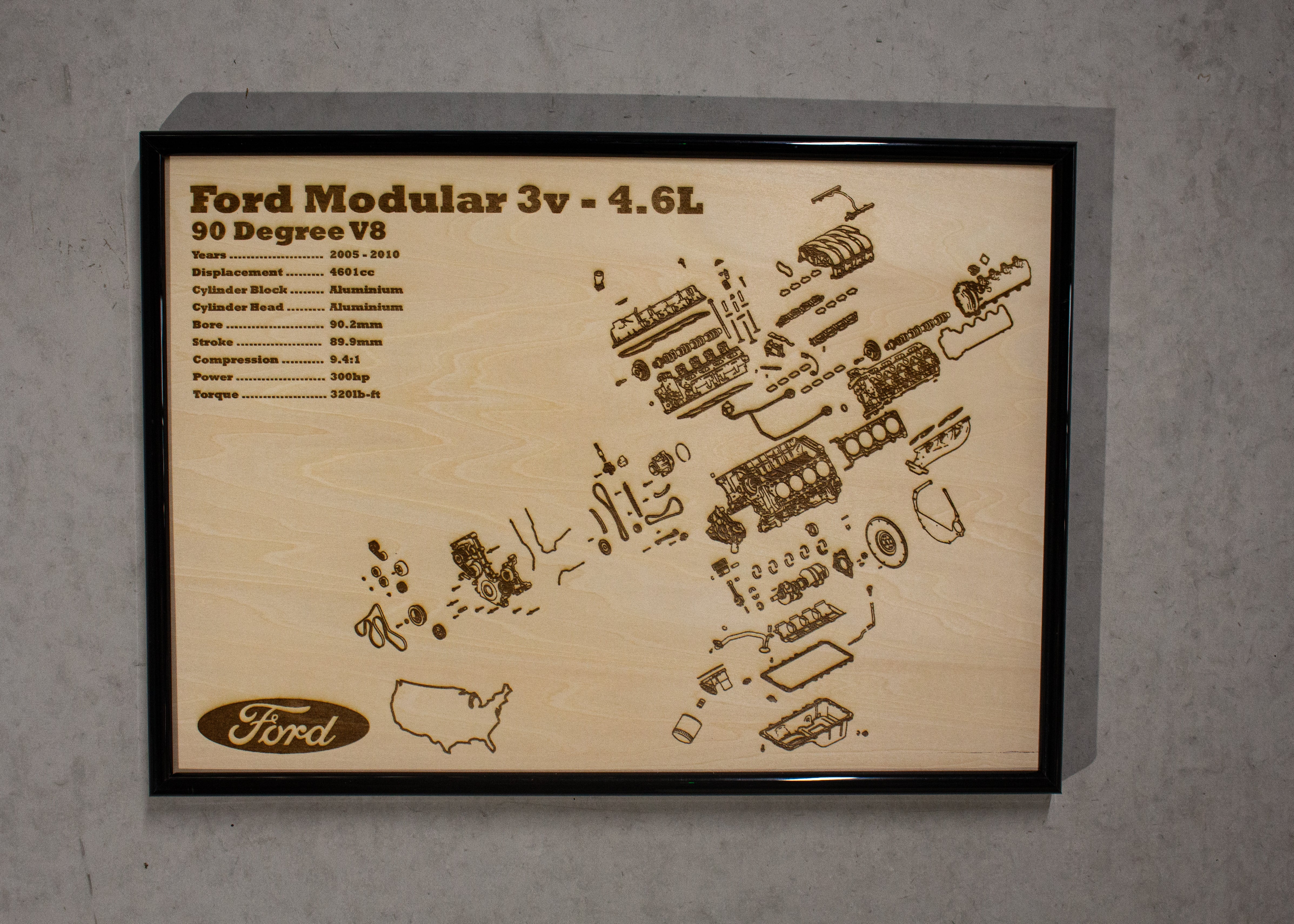 Ford Modular 3v 4.6L exploded view poster – EngineMaps