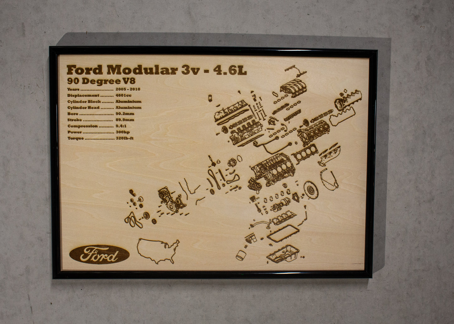 Ford Modular 3v 4.6L exploded view poster