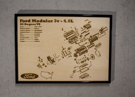 Ford Modular 3v 4.6L exploded view poster