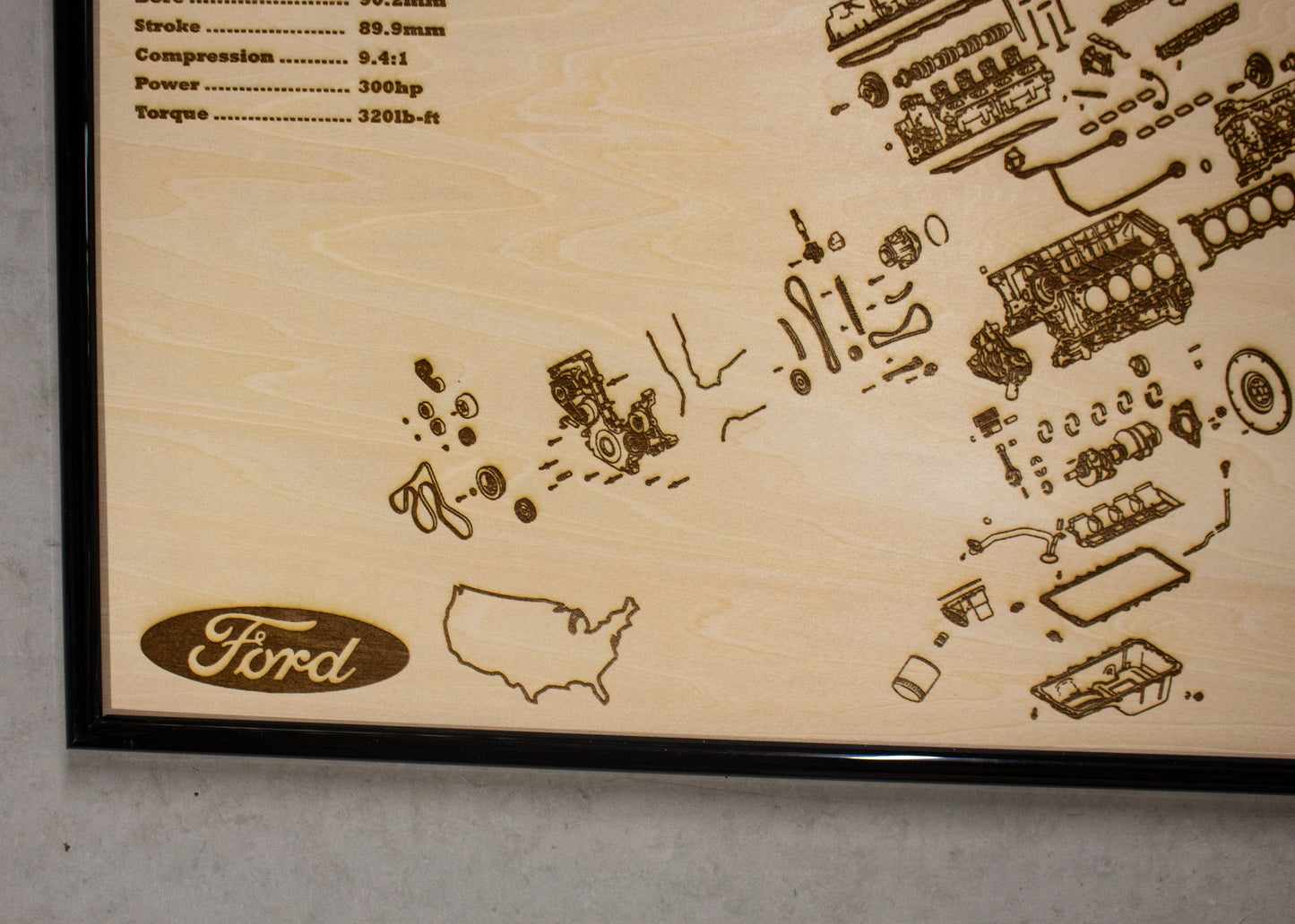 Ford Modular 3v 4.6L exploded view poster