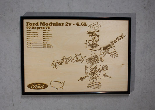 Ford Modular 2v 4.6L exploded view poster