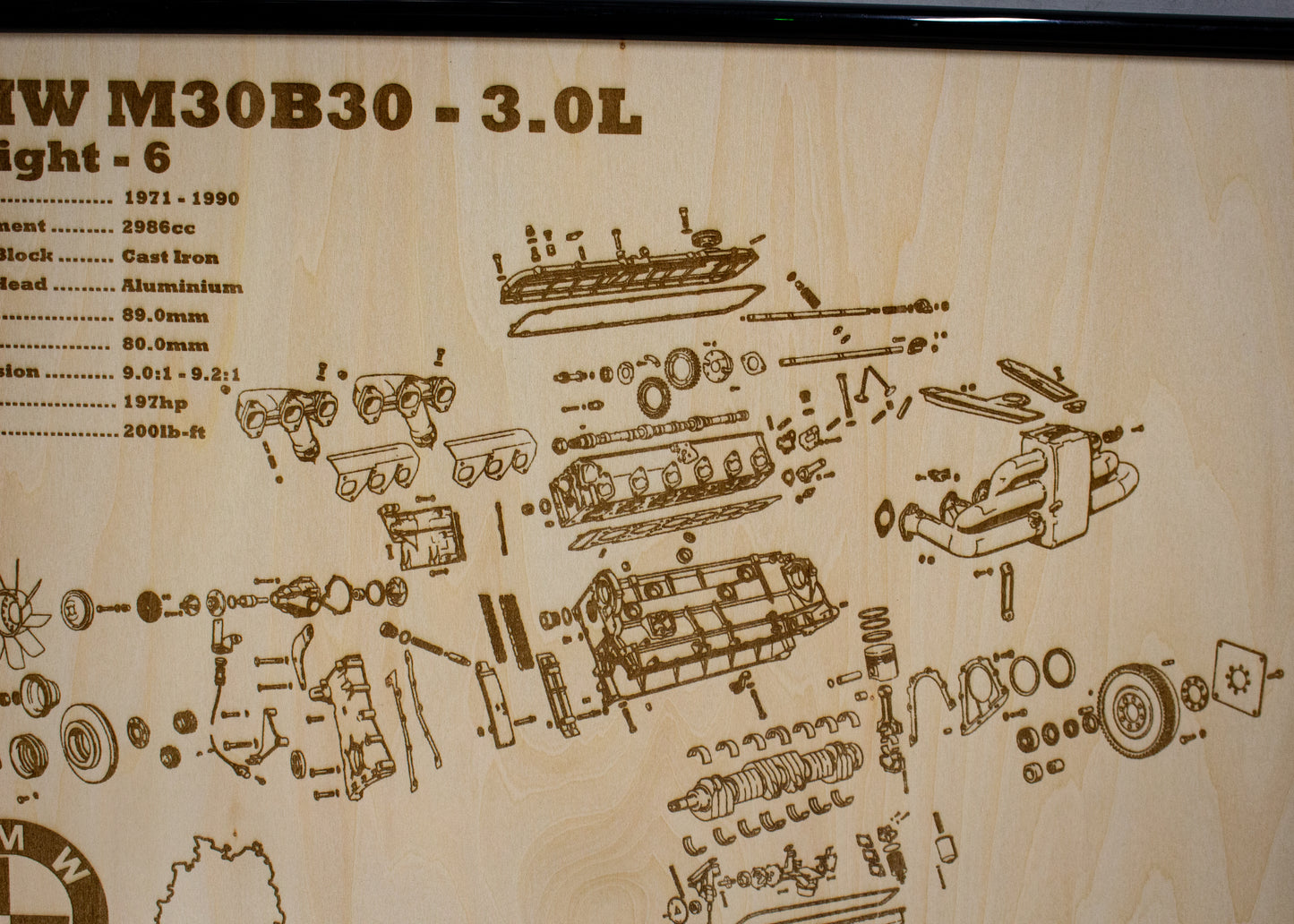 BMW M30B30 3.0L exploded view poster