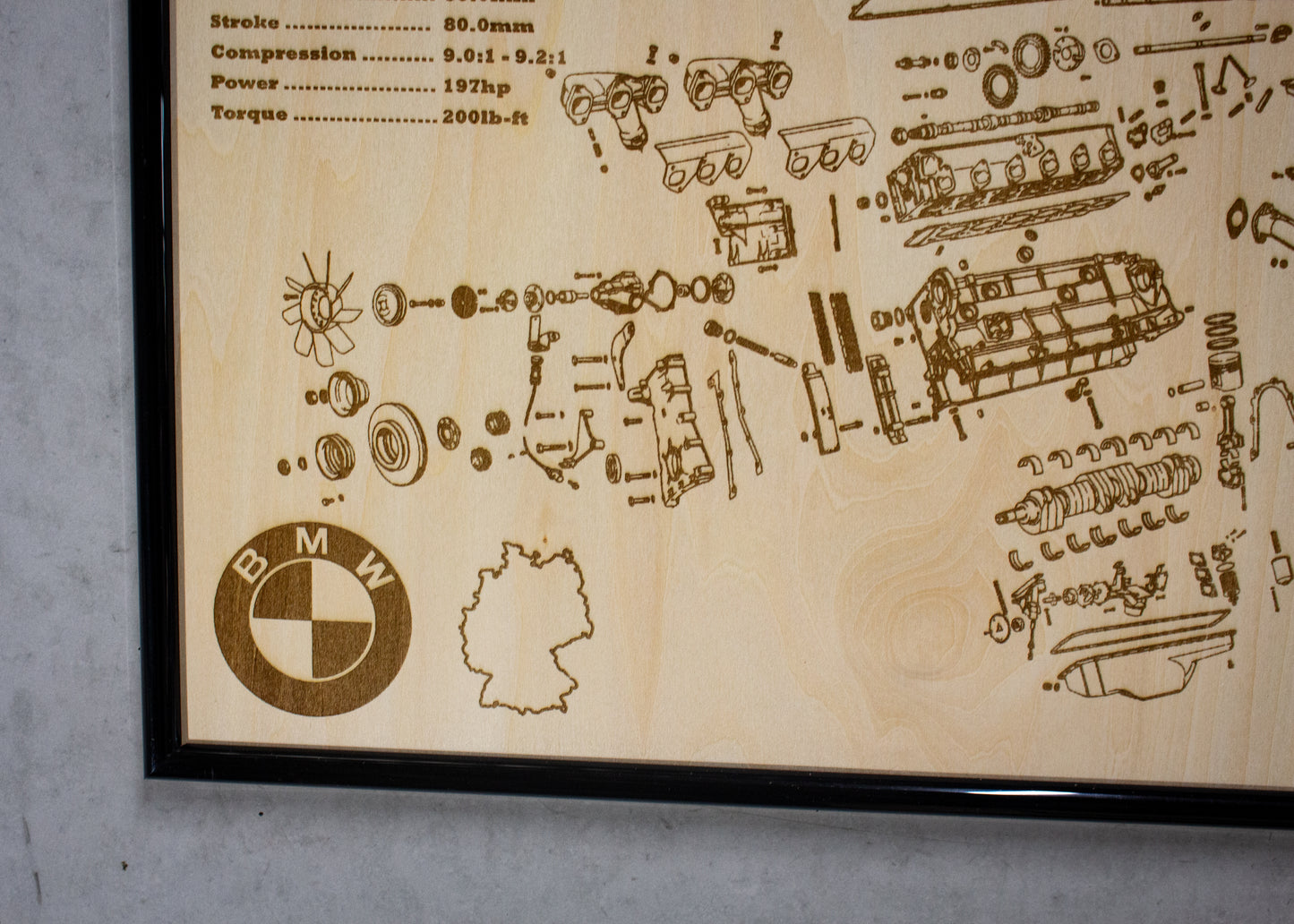 BMW M30B30 3.0L exploded view poster