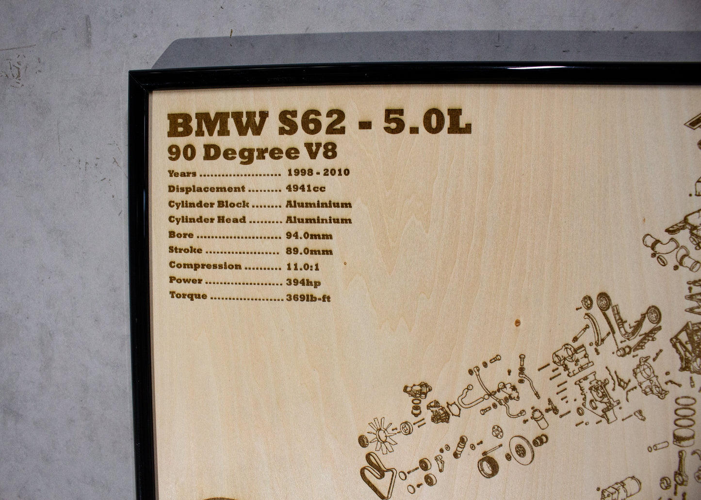 BMW S62 5.0L exploded view poster